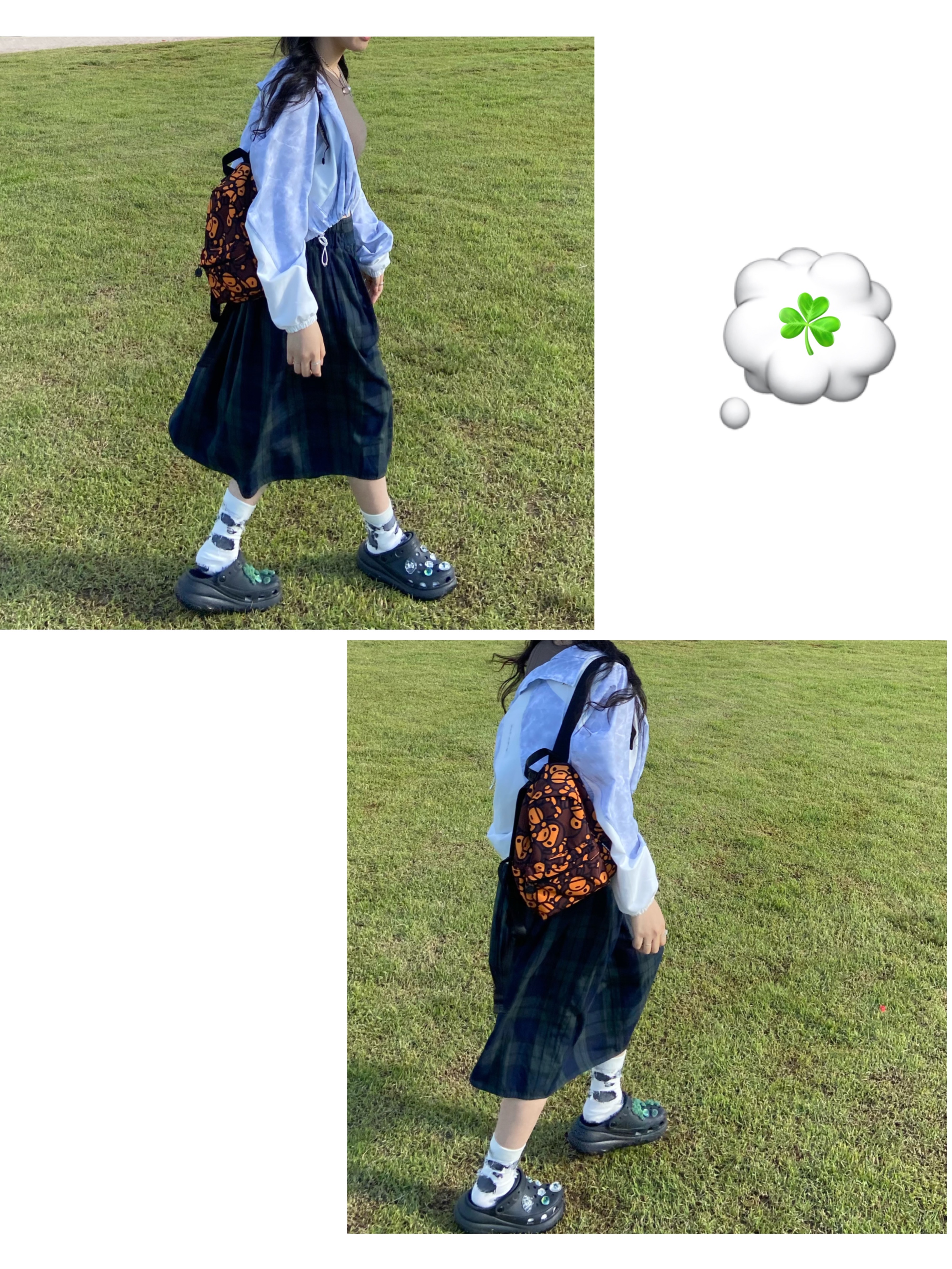 Crocs Classic Crush Clog Black, BAPE All Baby Milo Mini Backpack Brown 착용 스타일