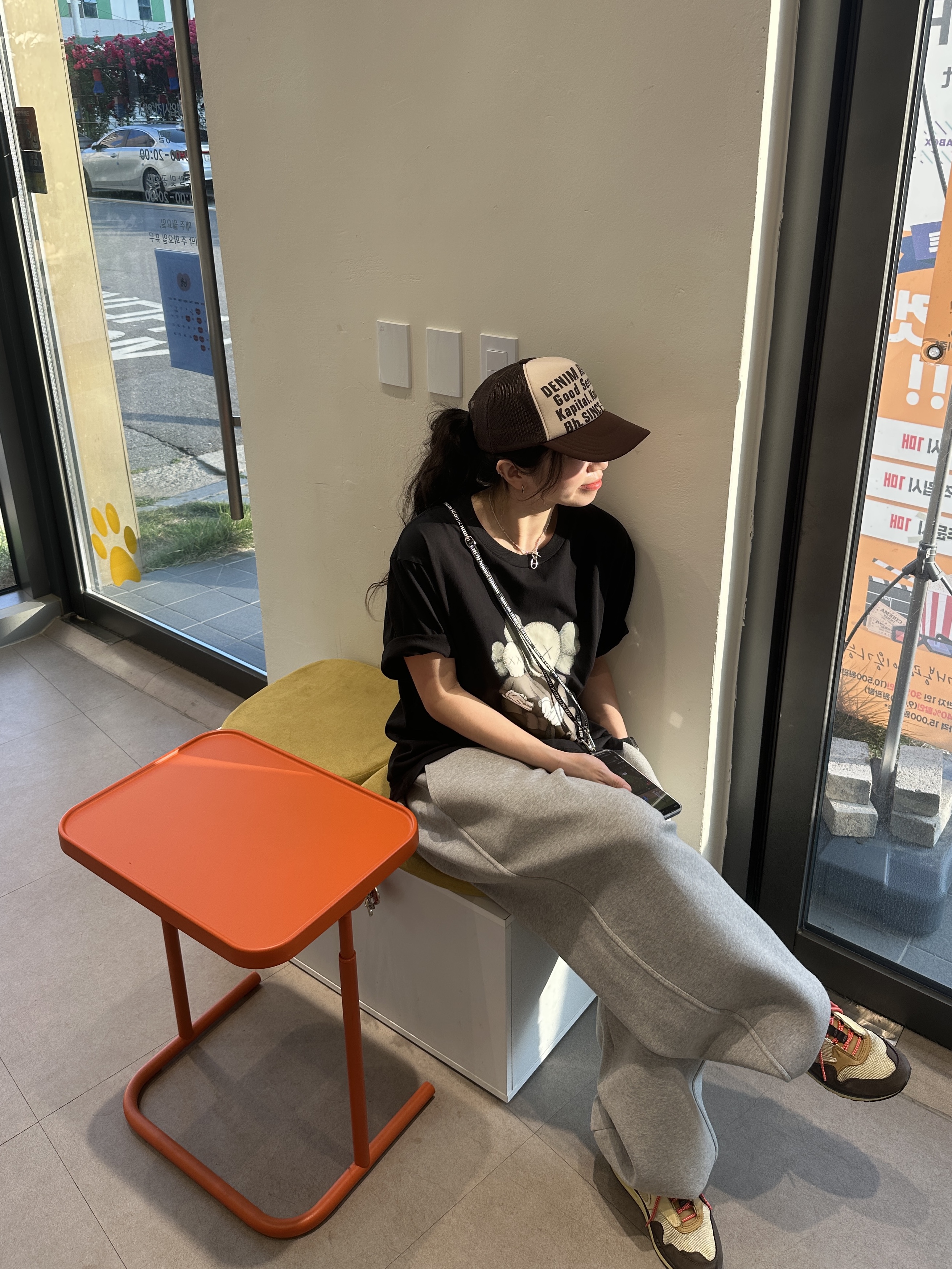 Kapital Denim Repair Track Cap Kinari Brown, Nike x Travis Scott Air Max 1 Cact.us Brown 착용 스타일 - 1