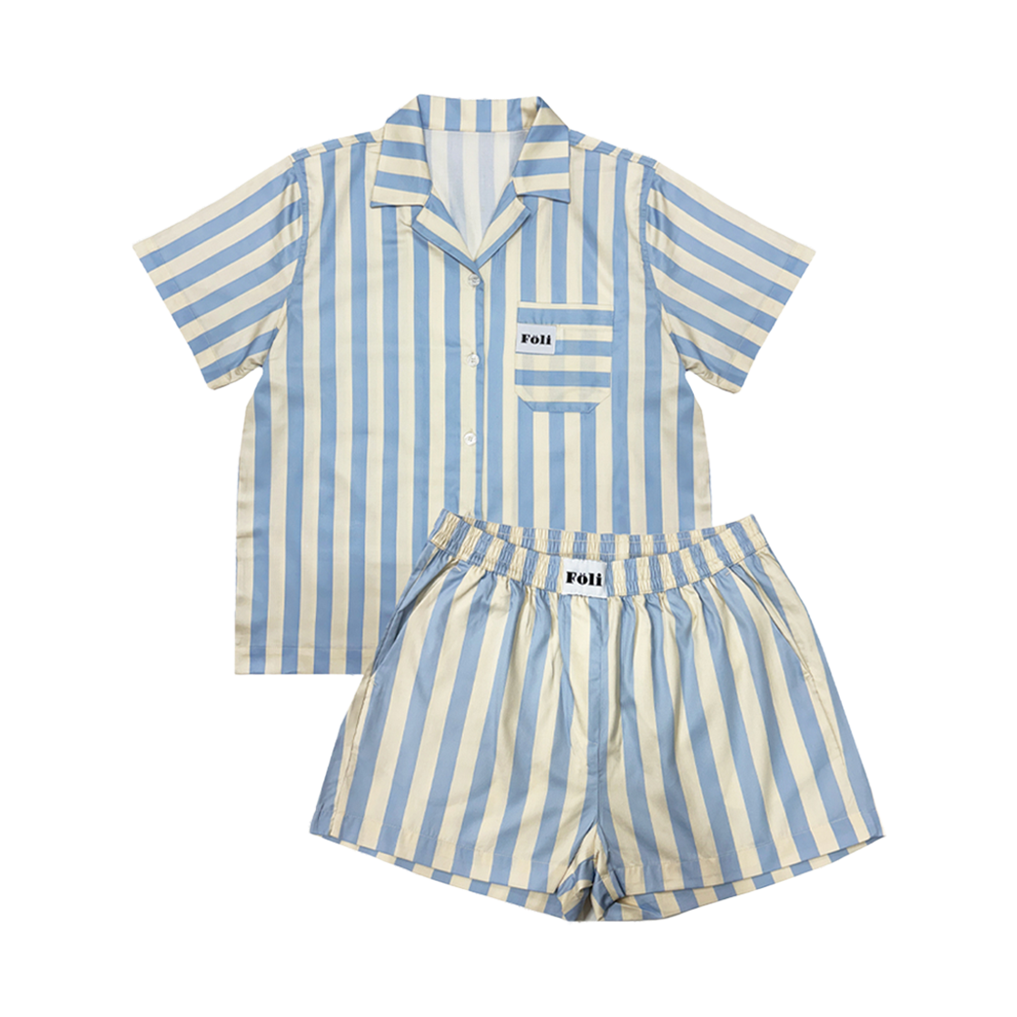 폴리 유니섹스 페일 블루 반팔/반바지 파자마세트(Foli Unisex Pale Blue Half PJ Set)