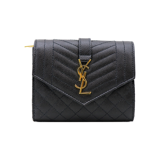 IT4RB6HQPNW3 Saint Laurent Matelasse Envelope Compact Wallet 651028