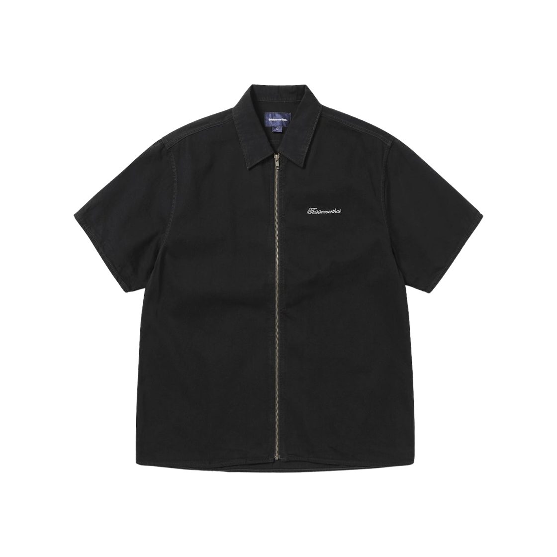 디스이즈네버댓 워시드 데님 집 S/S 셔츠 블랙(Thisisneverthat Washed Denim Zip S/S Shirt Black) - 1