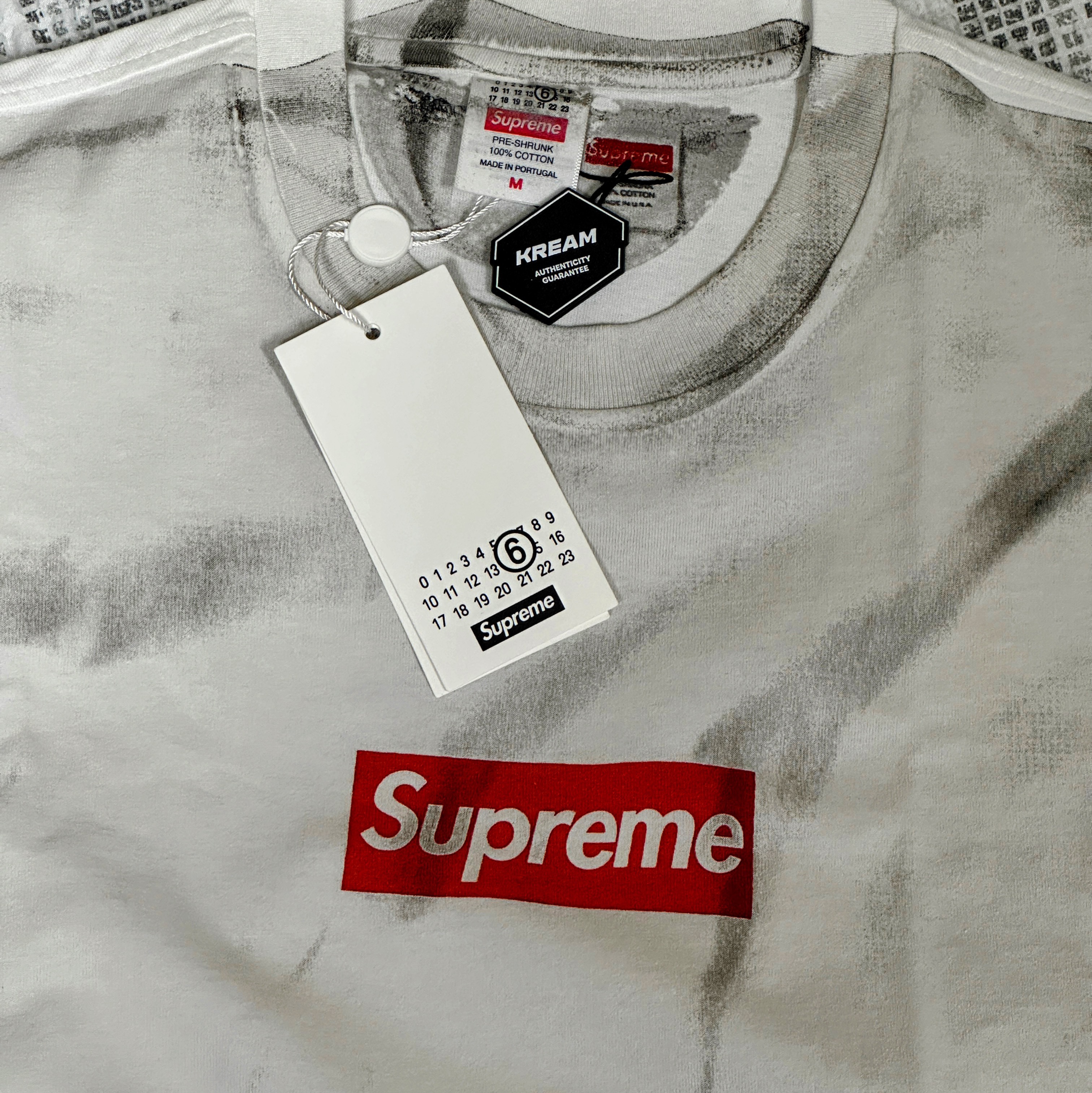 Supreme x MM6 Maison Margiela Box Logo T-Shirt White - 24SS 착용 스타일