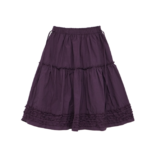KS5BRSK011DP Kookeesee Katie Frill Midi Skirt Deep Purple