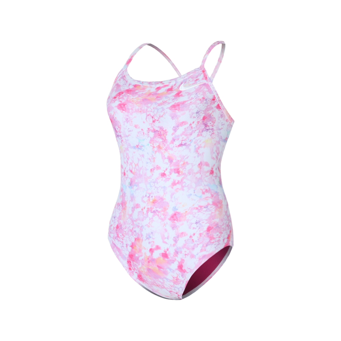 (W) 나이키 스윔 플로럴 블리스 라즈베리 레이서백 로우 레그 컷 메드 소프트 핑크((W) Nike Swim Floral Bliss Raspberry Racerback Low Leg Cut Med Soft Pink)