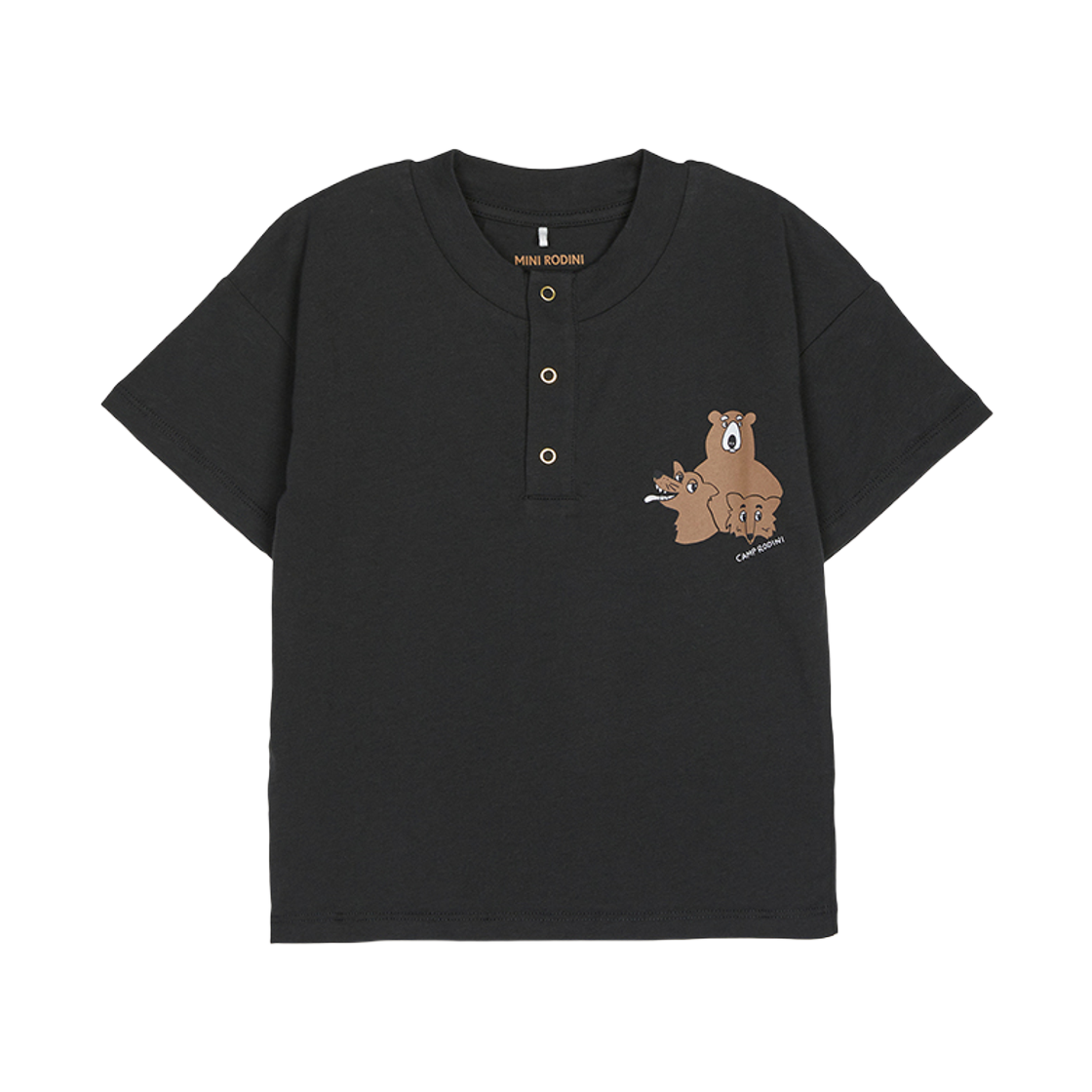 (키즈) 미니 로디니 숏 슬리브 티셔츠 블랙((Kids) Mini Rodini Short Sleeve T-Shirt Black)