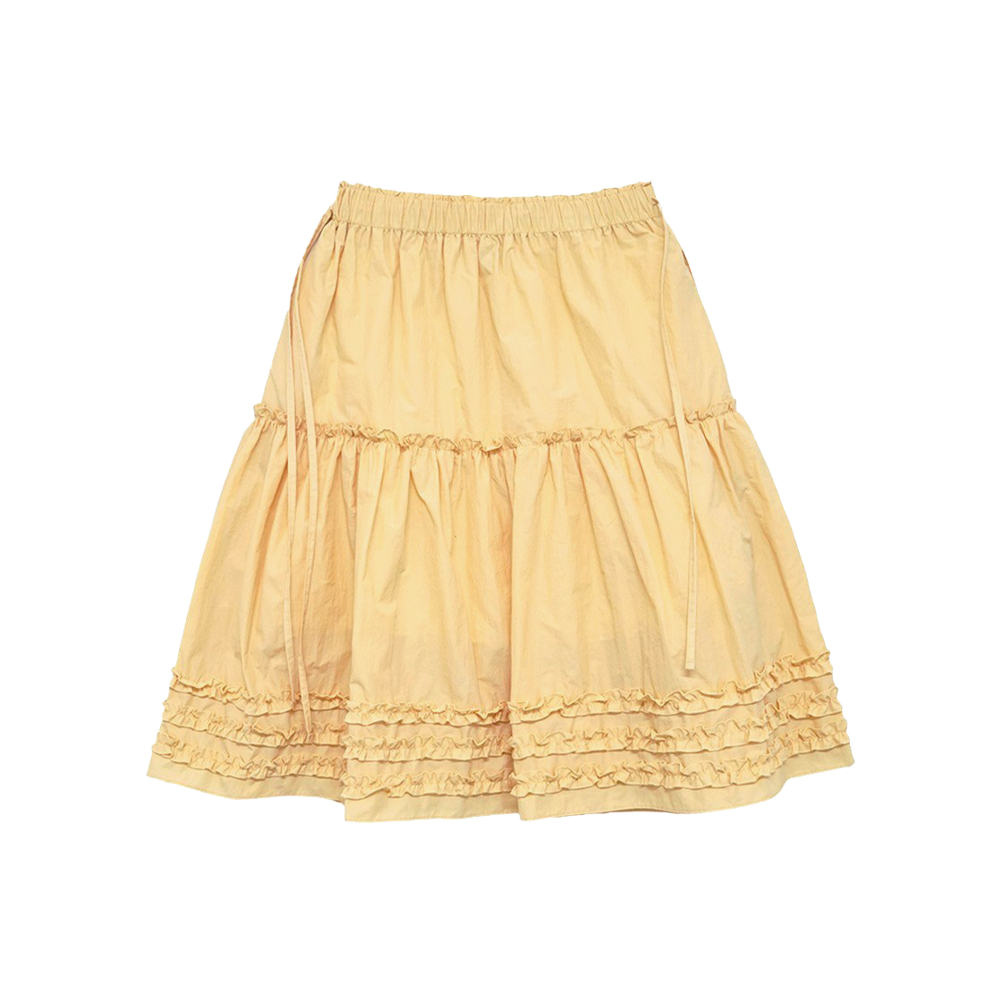 쿠키시 케이티 프릴 미디 스커트 옐로우(Kookeesee Katie Frill Midi Skirt Yellow)