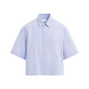 Zara Striped Cropped Fit Shirt Blue