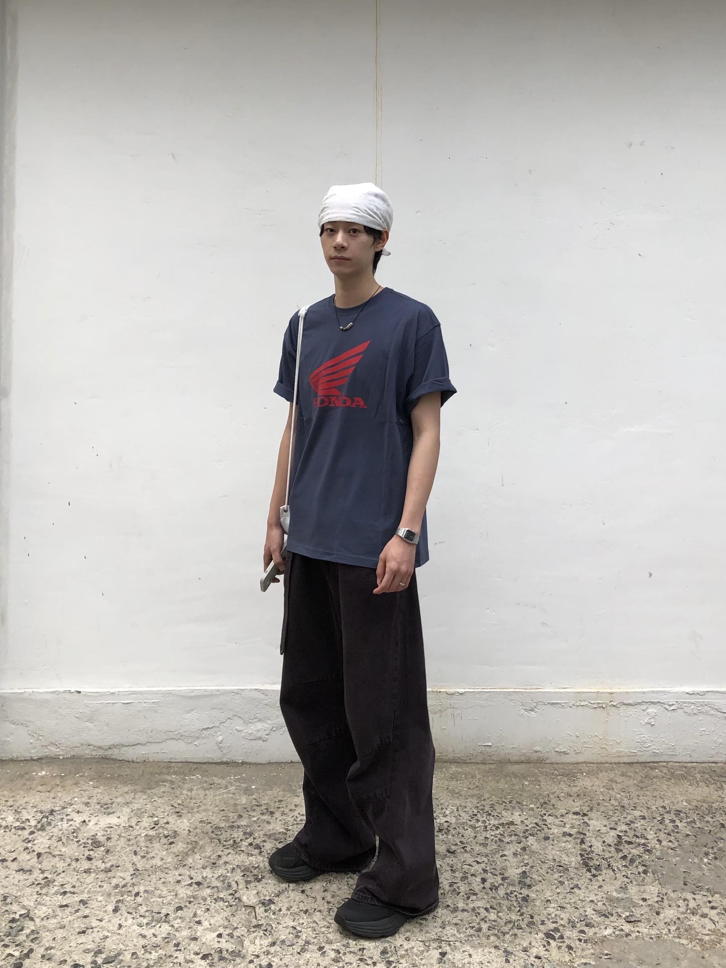 Honda Original Wing Logo T-Shirt Vintage Navy, Casio AQ-230A-1DMQ 착용 스타일 - 1