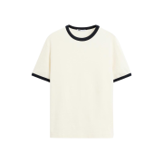 Zara Basic Contrast Rib T-Shirt Oyster White