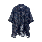 Cord Wave String Pinch Shirt Navy Check