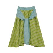 Kookeesee Check Tie Skirt Yellowish Green