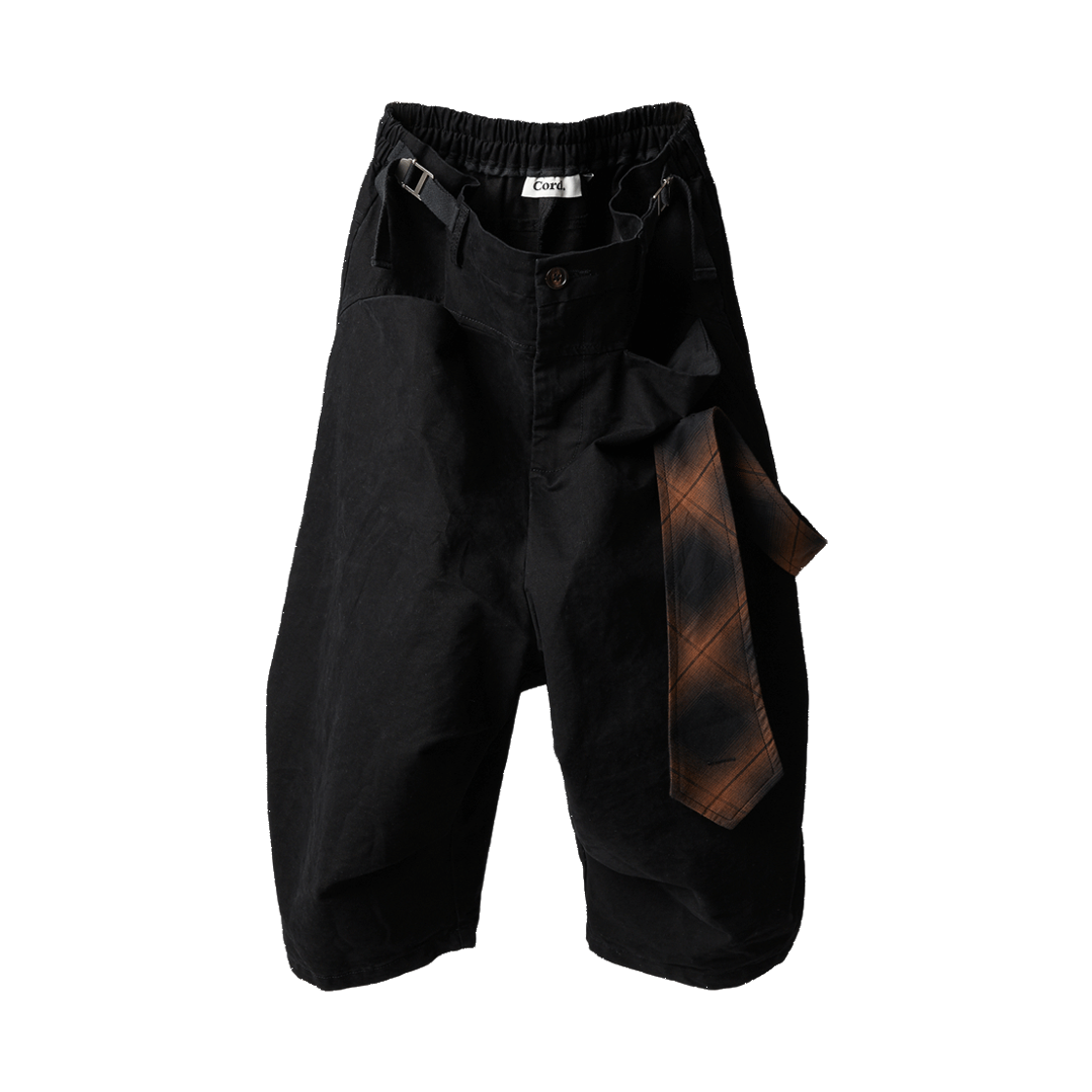 코드 타이 스트랩 버뮤다 팬츠 블랙(Cord Tie Strap Bermuda Pants Black)