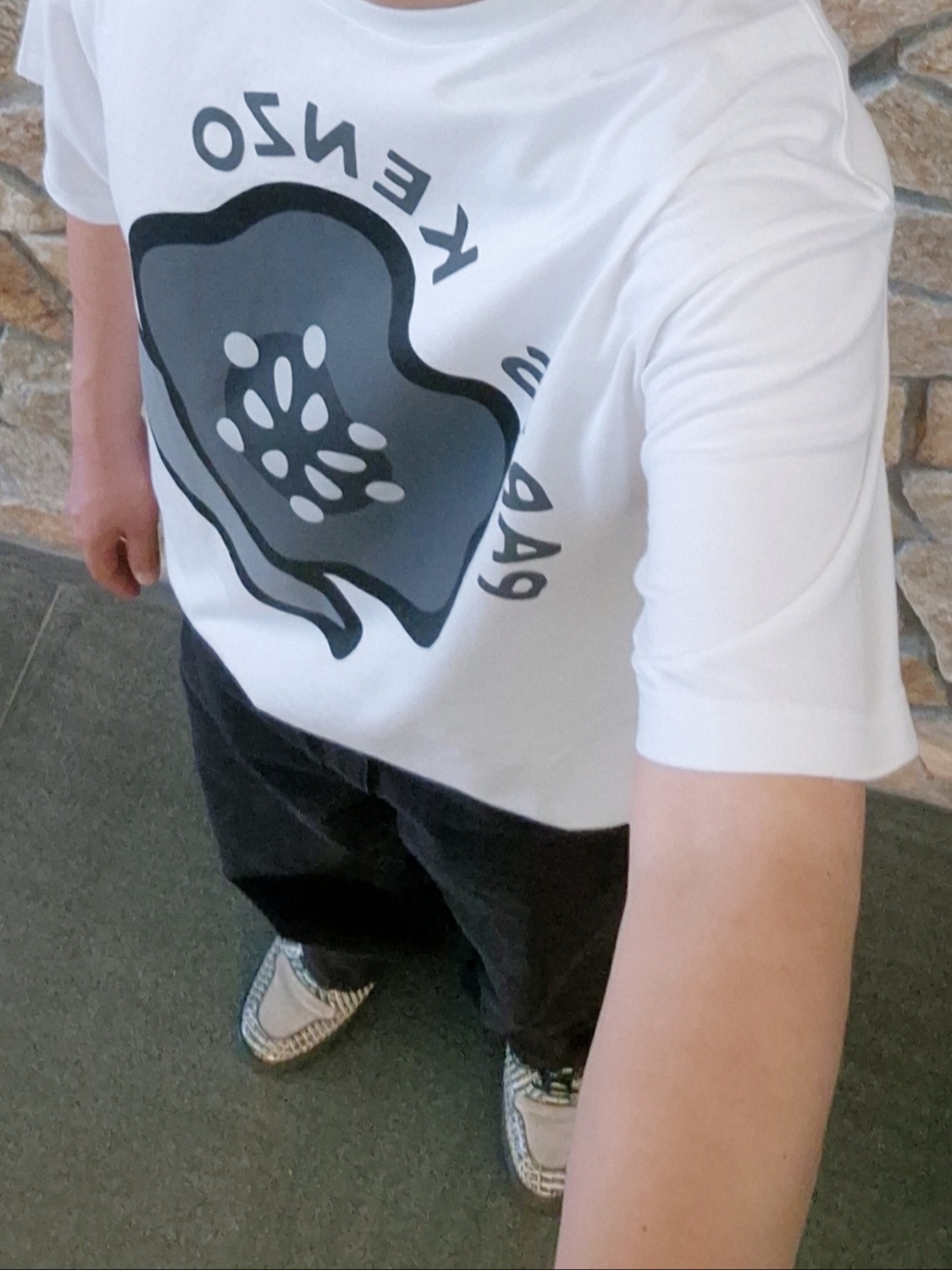 Our Legacy Vast Cut Overdyed Big Lumbercheck Print, Kenzo Pop Boke Classic T-Shirt White 착용 스타일 - 3