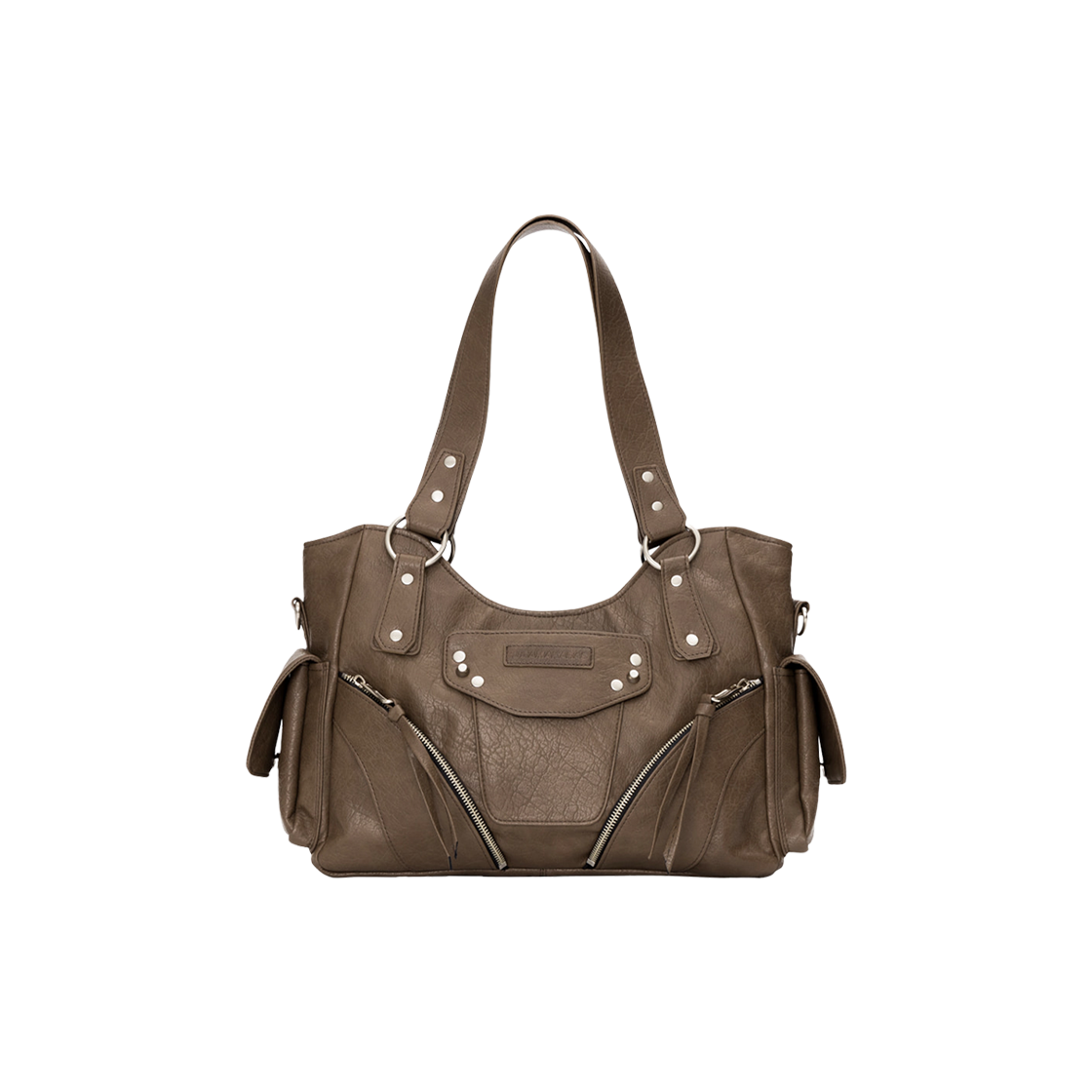 - Iugamakaras Studded Leather Shoulder Bag Brown