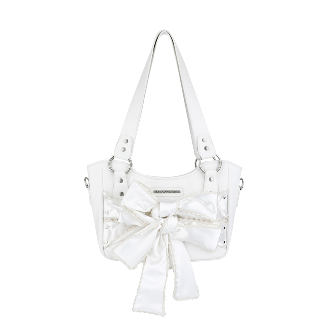 이우가마카라스 레이스드 리본 레더 숄더백 화이트(Iugamakaras Laced Ribbon Leather Shoulder Bag White)