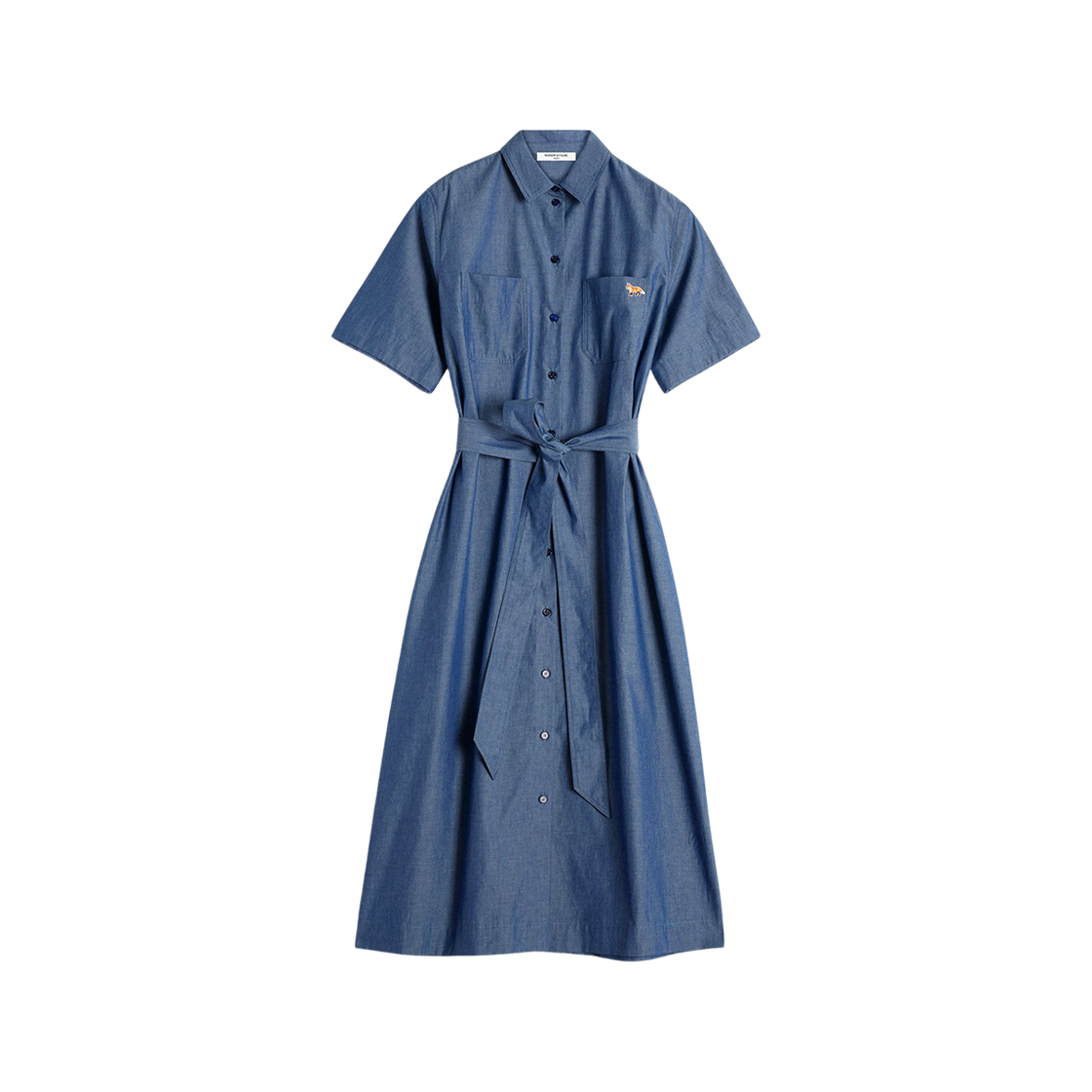 OW01614WC5043-P470 (W) Maison Kitsune Double Pocket Shirt Dress Indigo