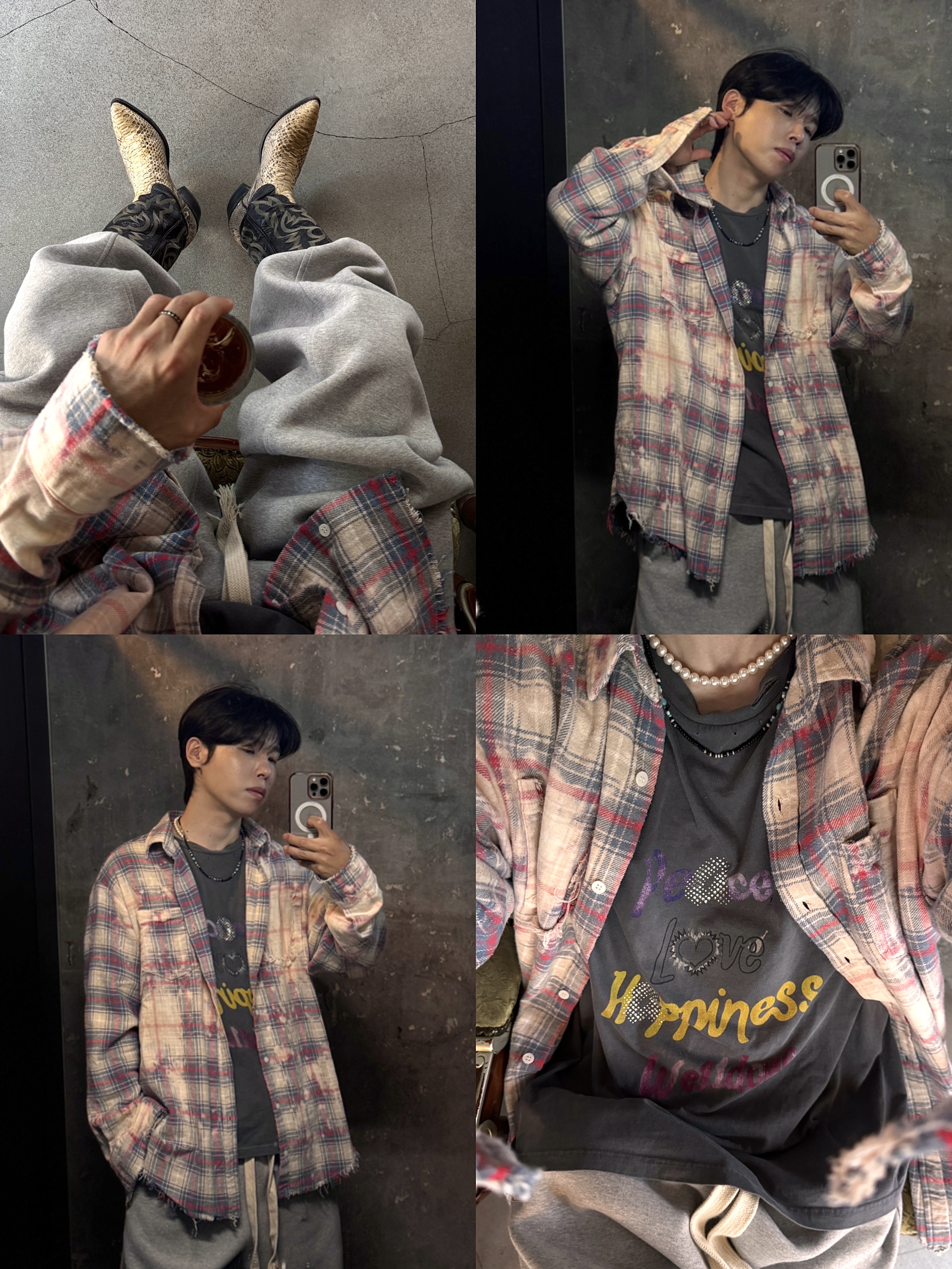 Nonnod Scuba Pajama Pants Grey 착용 스타일 - 3