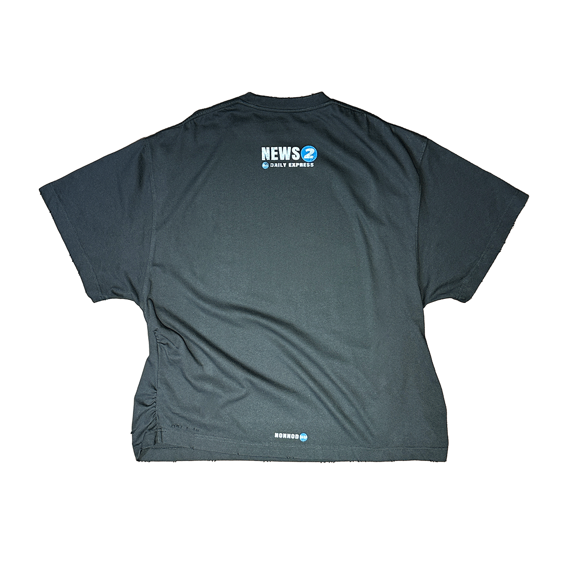 논노드 퍼커링 뉴스 티셔츠 빈티지 블랙(Nonnod Puckering News T-shirt Vintage black) - 2