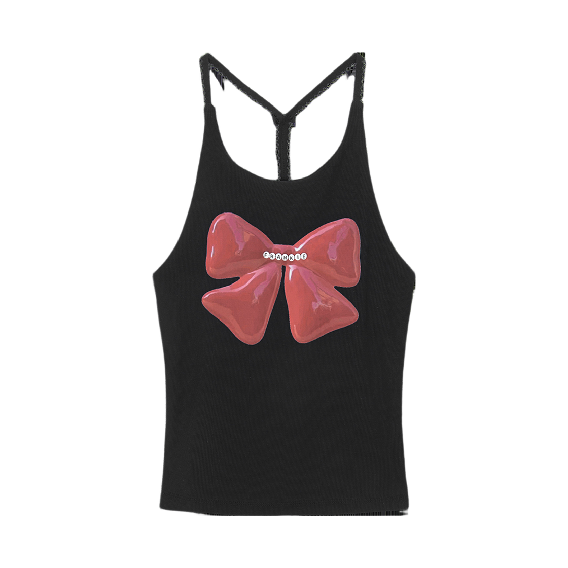 HF25BSL002BK HIGHTIDE FRANKIE Ribbon Cube Halter Top Black