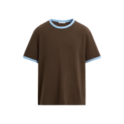 Zara Basic Contrast Rib T-Shirt Brown