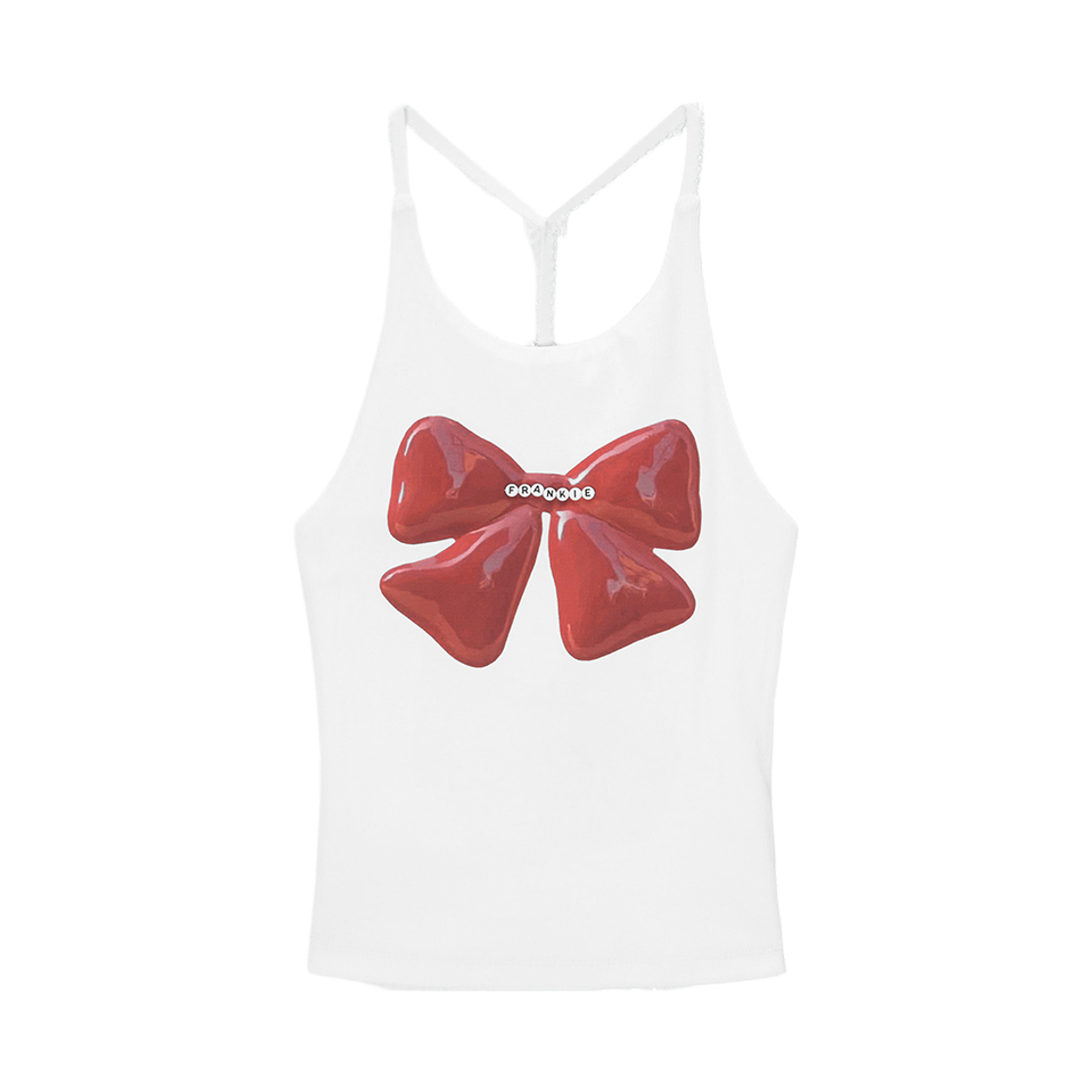 하이타이트 프랭키 리본 큐브 홀터 탑 화이트