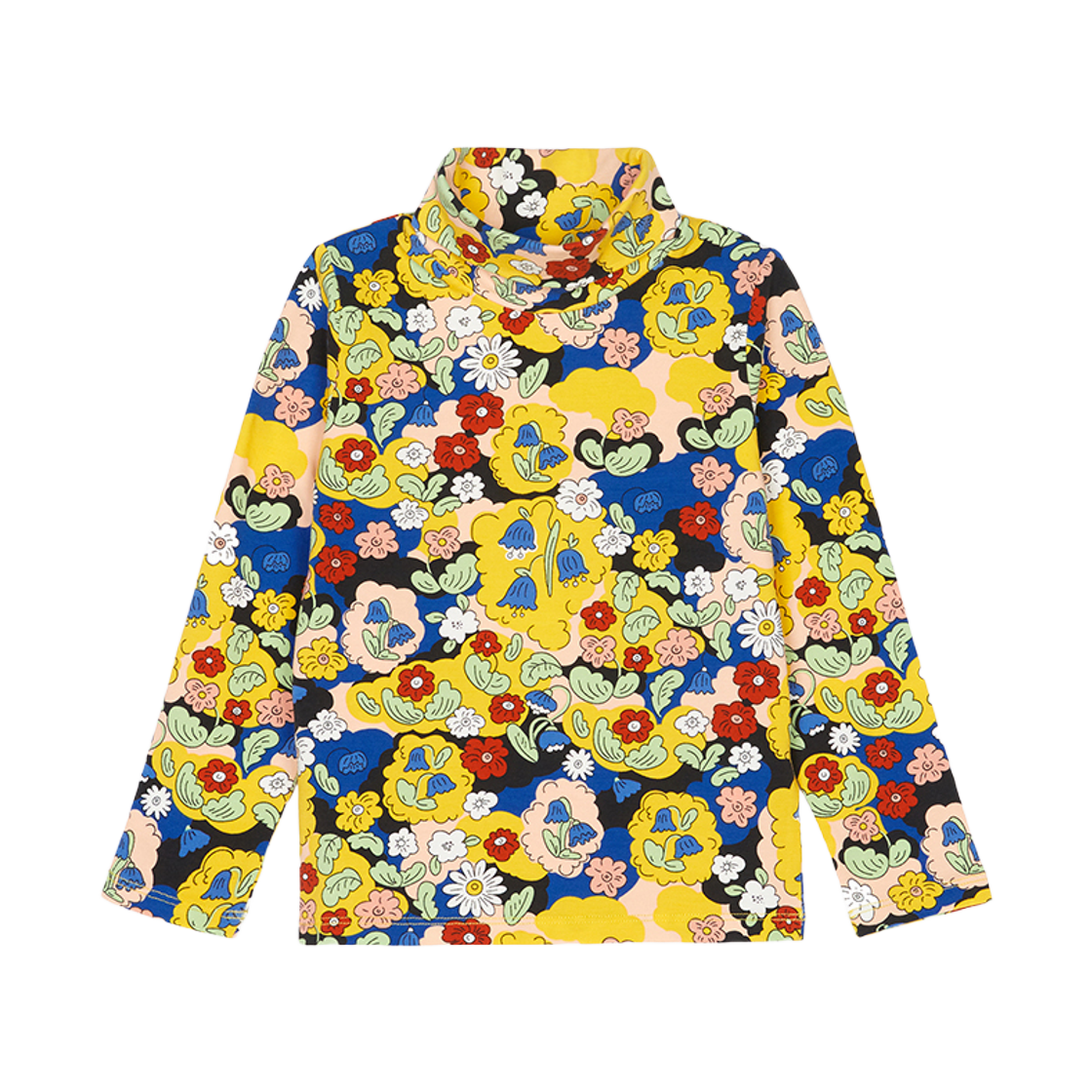 (키즈) 미니 로디니 터틀넥 롱 슬리브 티셔츠 멀티((Kids) Mini Rodini Turtleneck Long Sleeve T-Shirt Multi)