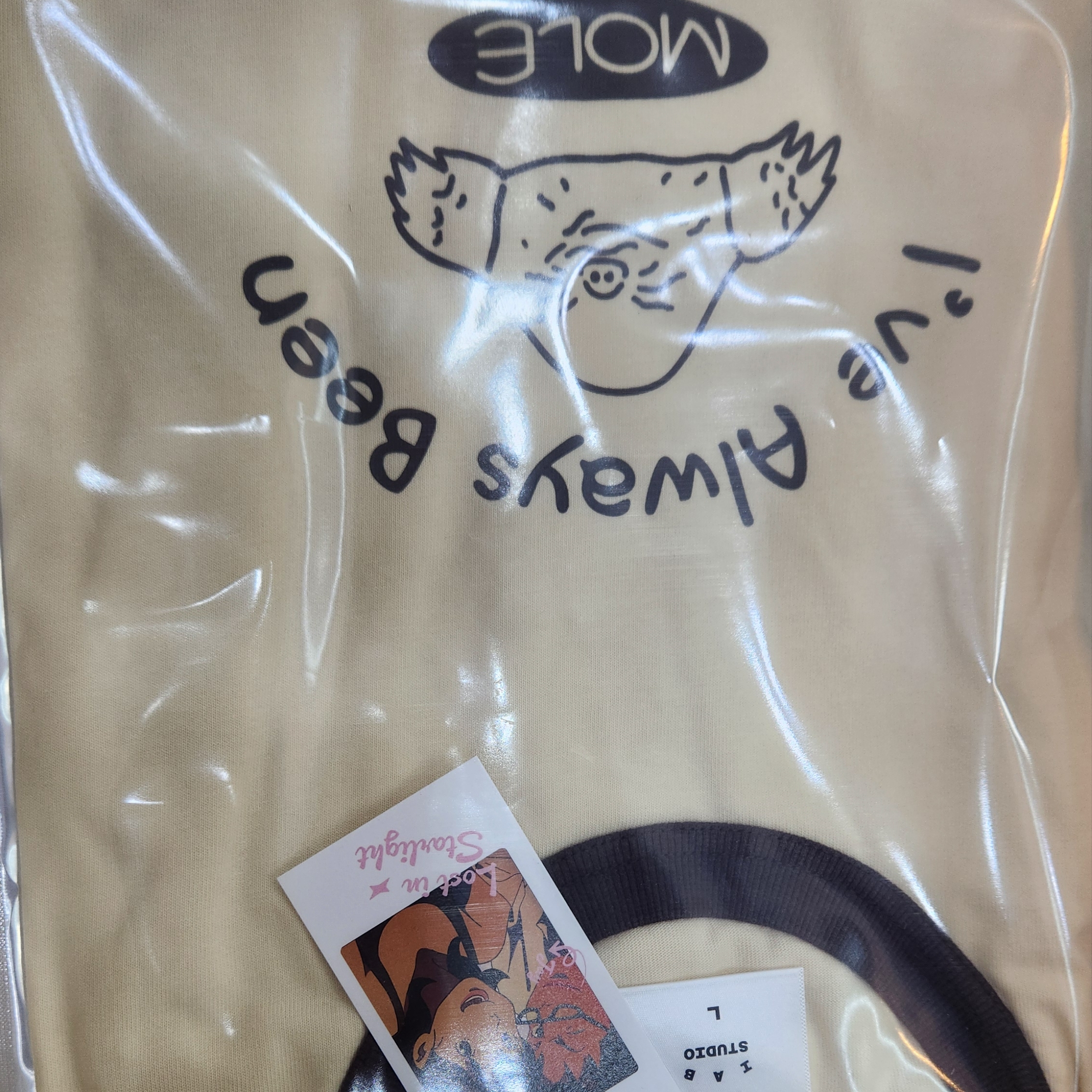 IAB Studio x Lost in Starlight Mole Ringer T-Shirt Ivory Brown 착용 스타일