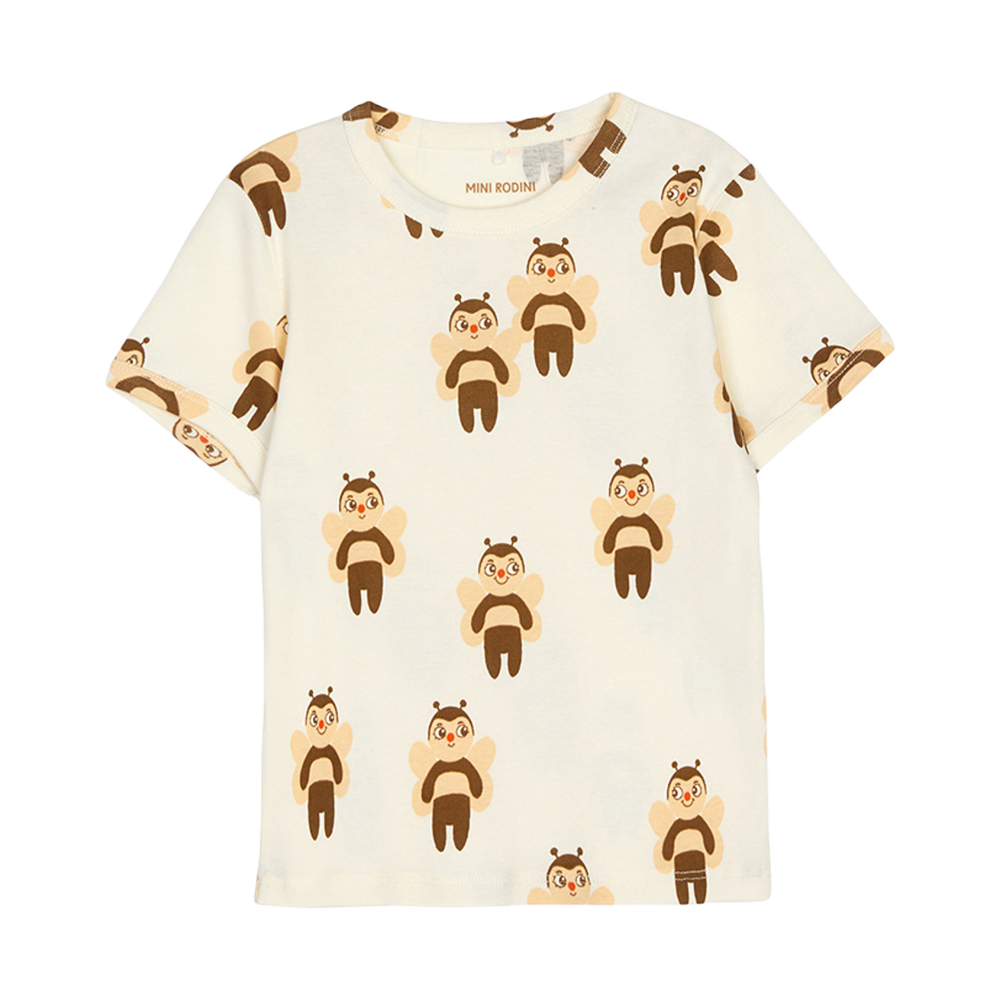(키즈) 미니 로디니 숏 슬리브 티셔츠 아이보리((Kids) Mini Rodini Short Sleeve T-Shirt Ivory)