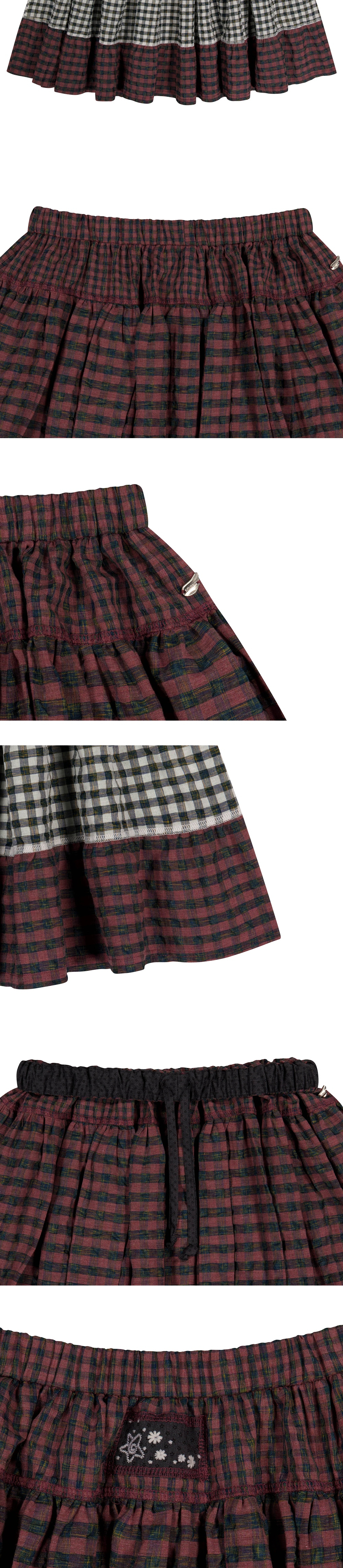【CoySeio】 MORI CHECK SKIRT 2色 MORI CHECK SKIRT BROWN - coyseio