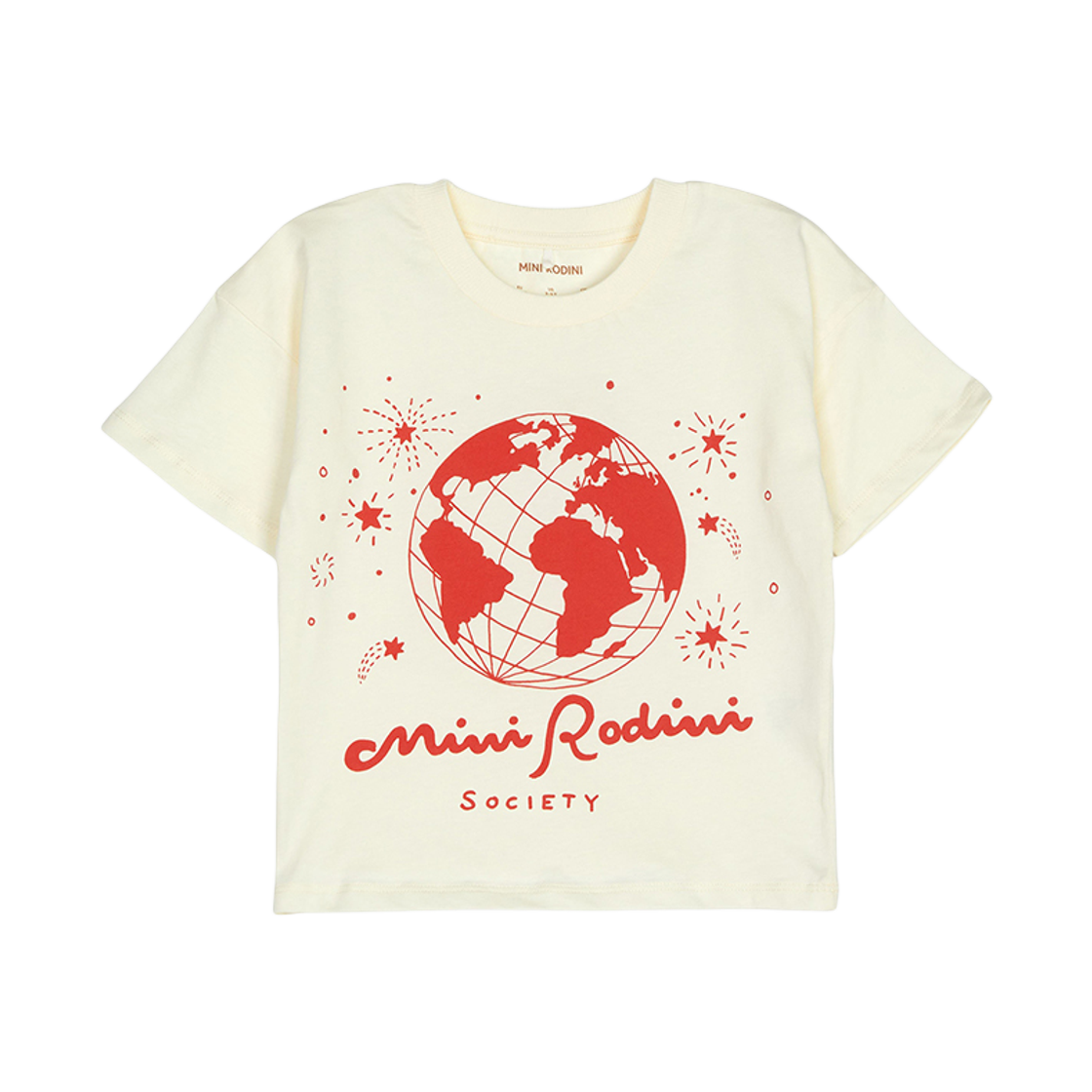 (키즈) 미니 로디니 숏 슬리브 티셔츠 아이보리((Kids) Mini Rodini Short Sleeve T-Shirt Ivory)