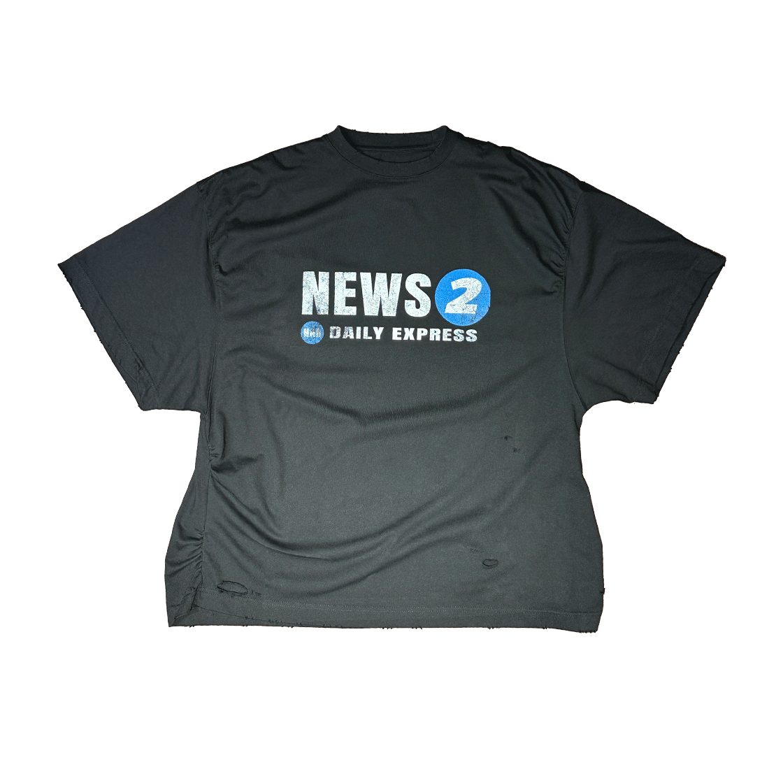 논노드 퍼커링 뉴스 티셔츠 빈티지 블랙(Nonnod Puckering News T-shirt Vintage black)