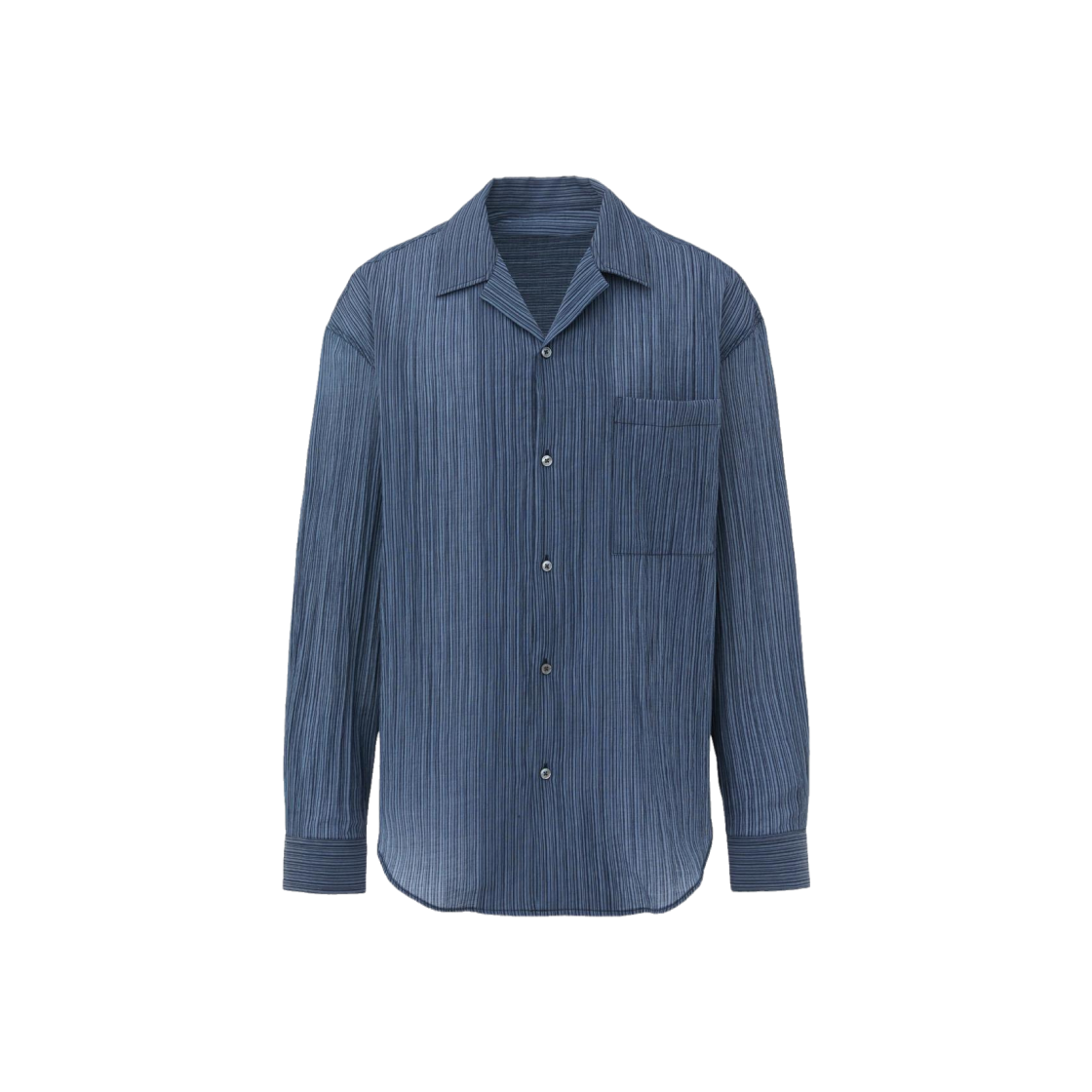DNBESSST11BL DNSR Stripe Open Collar Shirt Blue - 대표 이미지 #1
