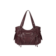 Iugamakaras Studded Leather Shoulder Bag Burgundy