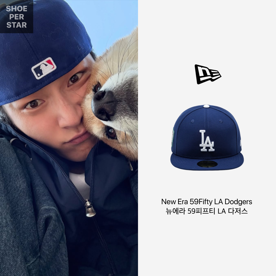 New Era 59Fifty MLB Seoul Series LA Dodgers Dark Royal 착용 스타일 - 2