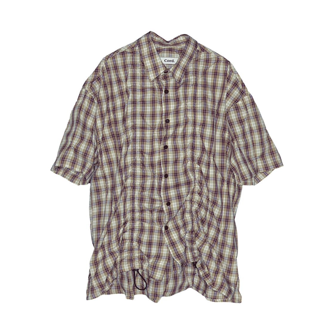 코드 웨이브 스트링 핀치 셔츠 베이지 체크(Cord Wave String Pinch Shirt Beige Check)