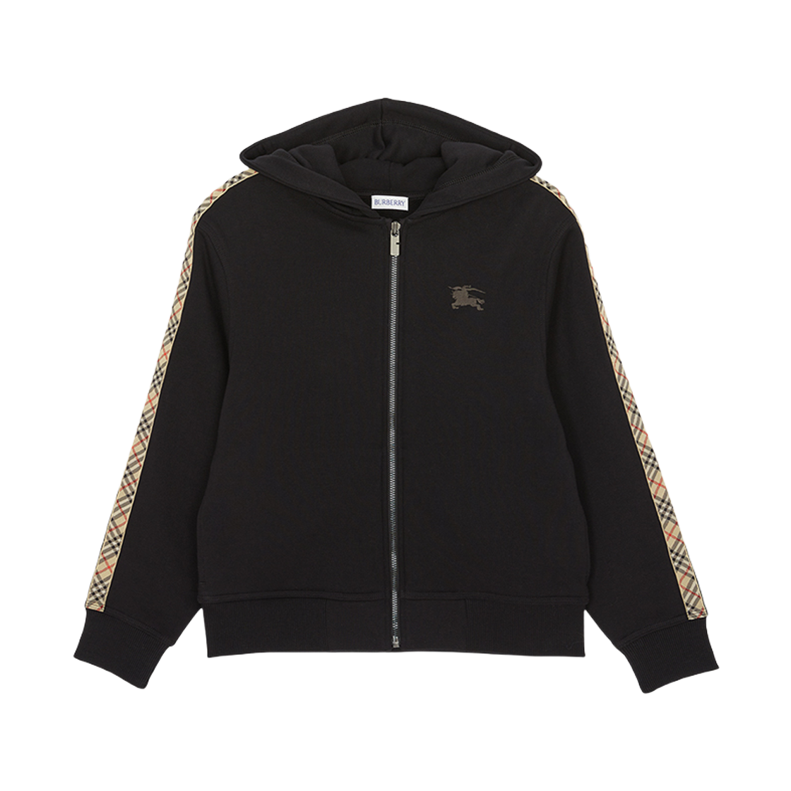 8108062 (Kids) Burberry Check Clyde Hood Zip Up Black