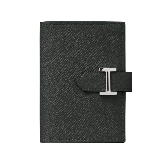 Hermes Bearn Card Holder Epsom & Palladium Vert Fonce
