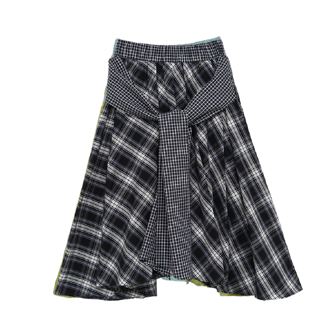 KS5BRSK010BK Kookeesee Check Tie Skirt Black