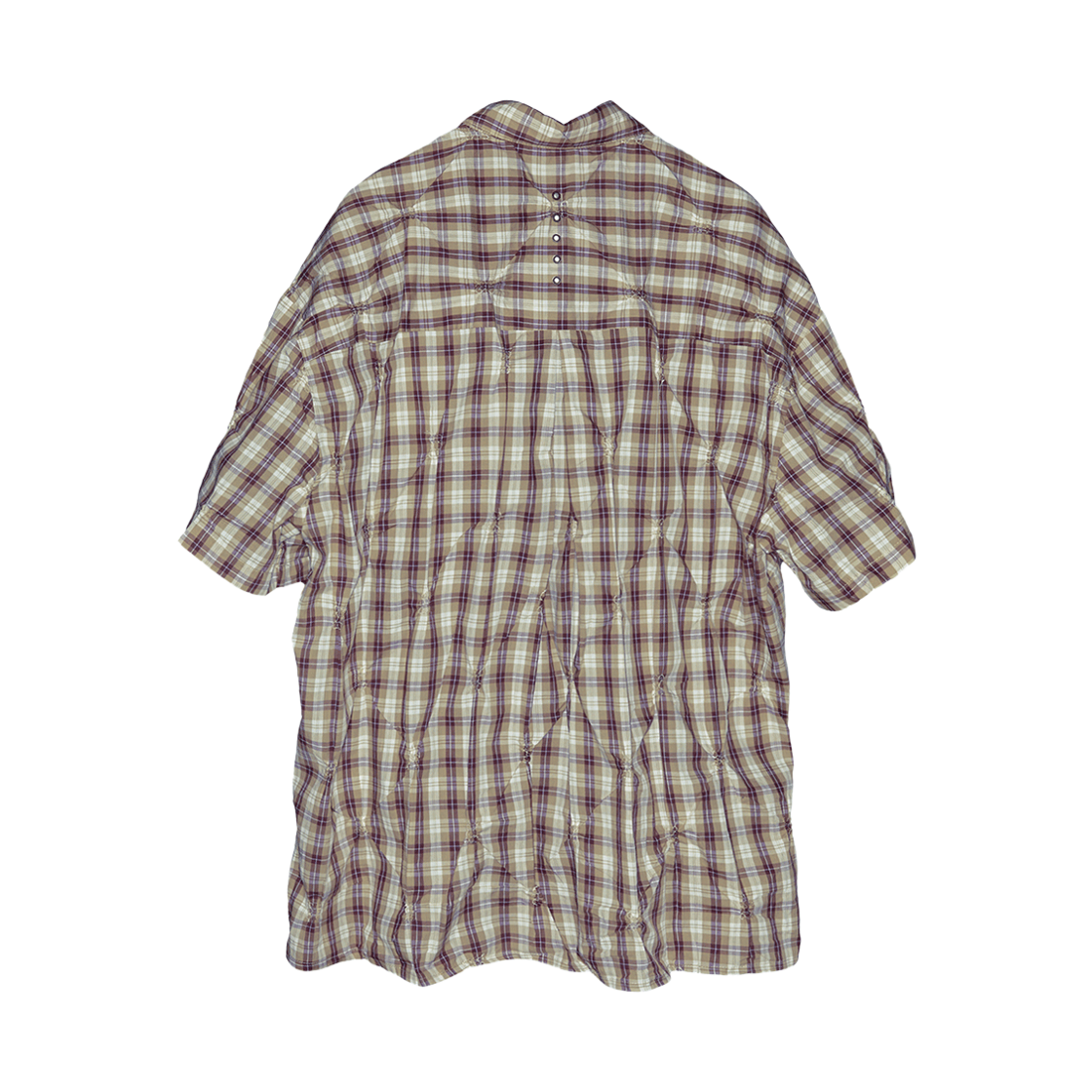 코드 웨이브 스트링 핀치 셔츠 베이지 체크(Cord Wave String Pinch Shirt Beige Check) - 2