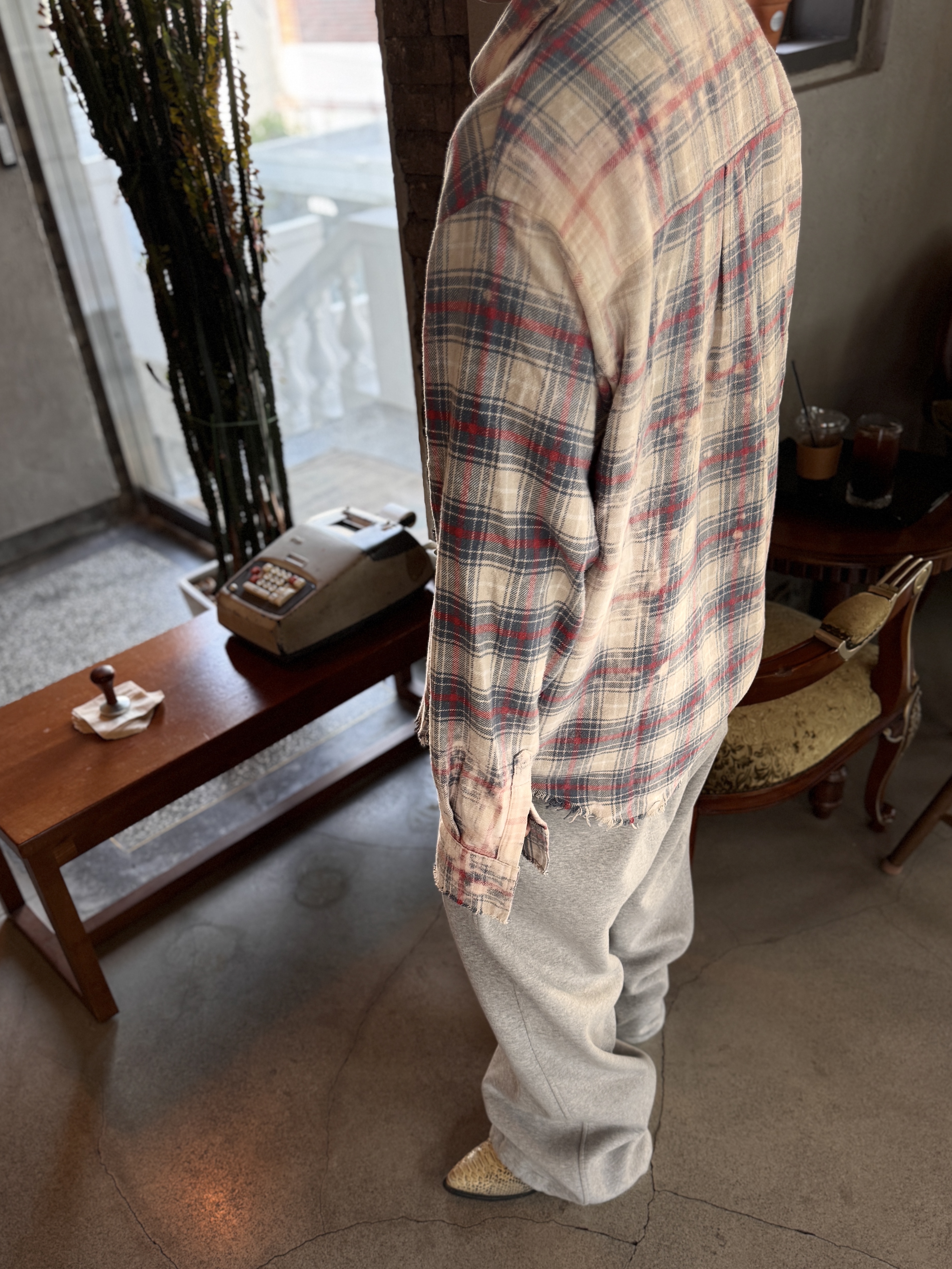 Nonnod Scuba Pajama Pants Grey 착용 스타일 - 2