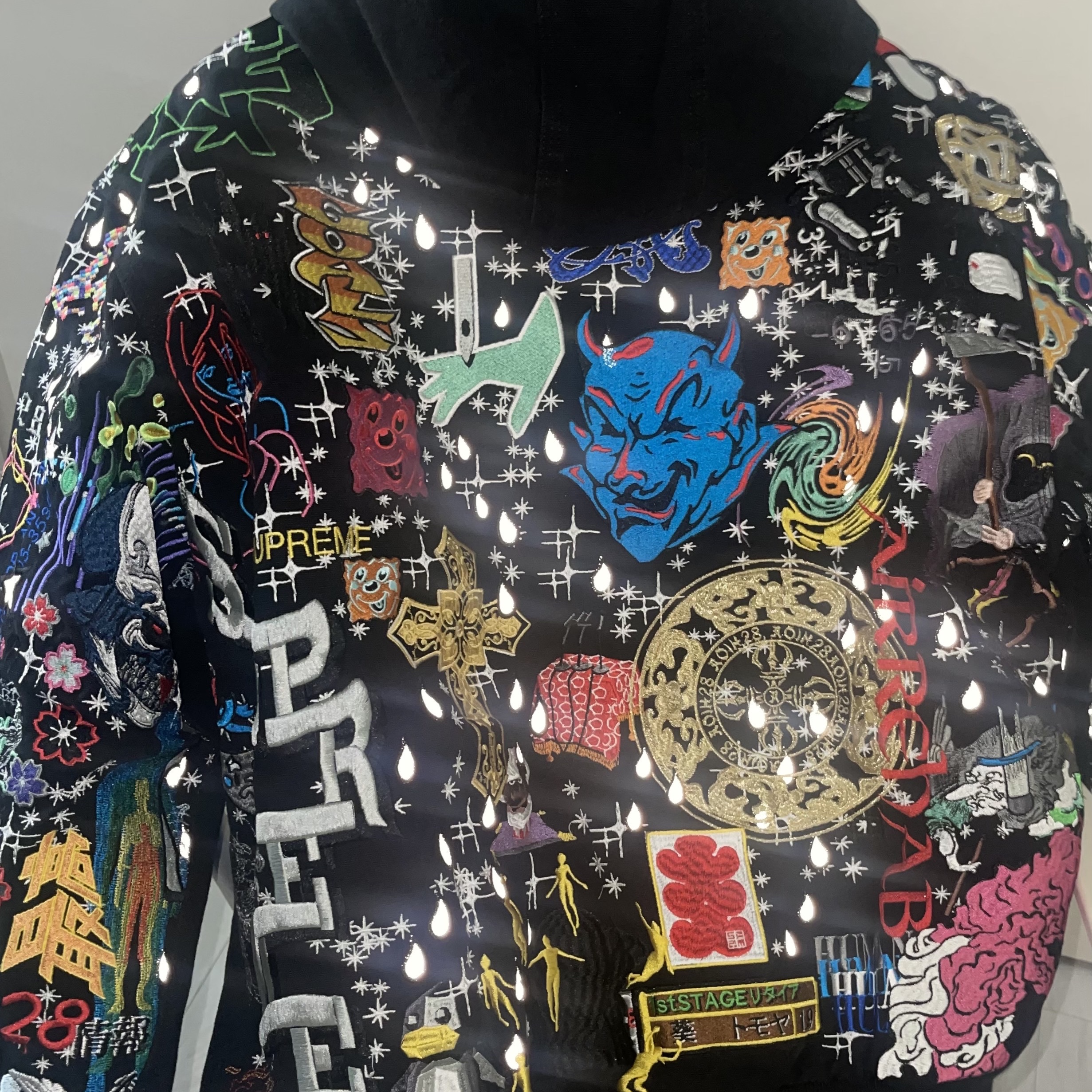 Supreme AOI Embroidered Hooded Work Jacket Black - 25SS 착용 스타일 - 1