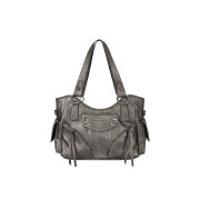 Iugamakaras Studded Leather Shoulder Bag Silver