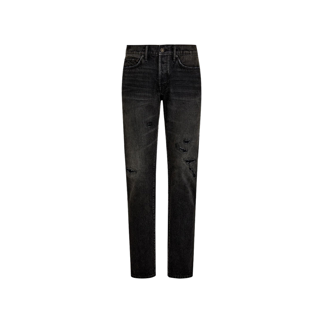 DPH001-DMC058S25-LB700 Tom Ford Distressed Straight Leg Jeans Black