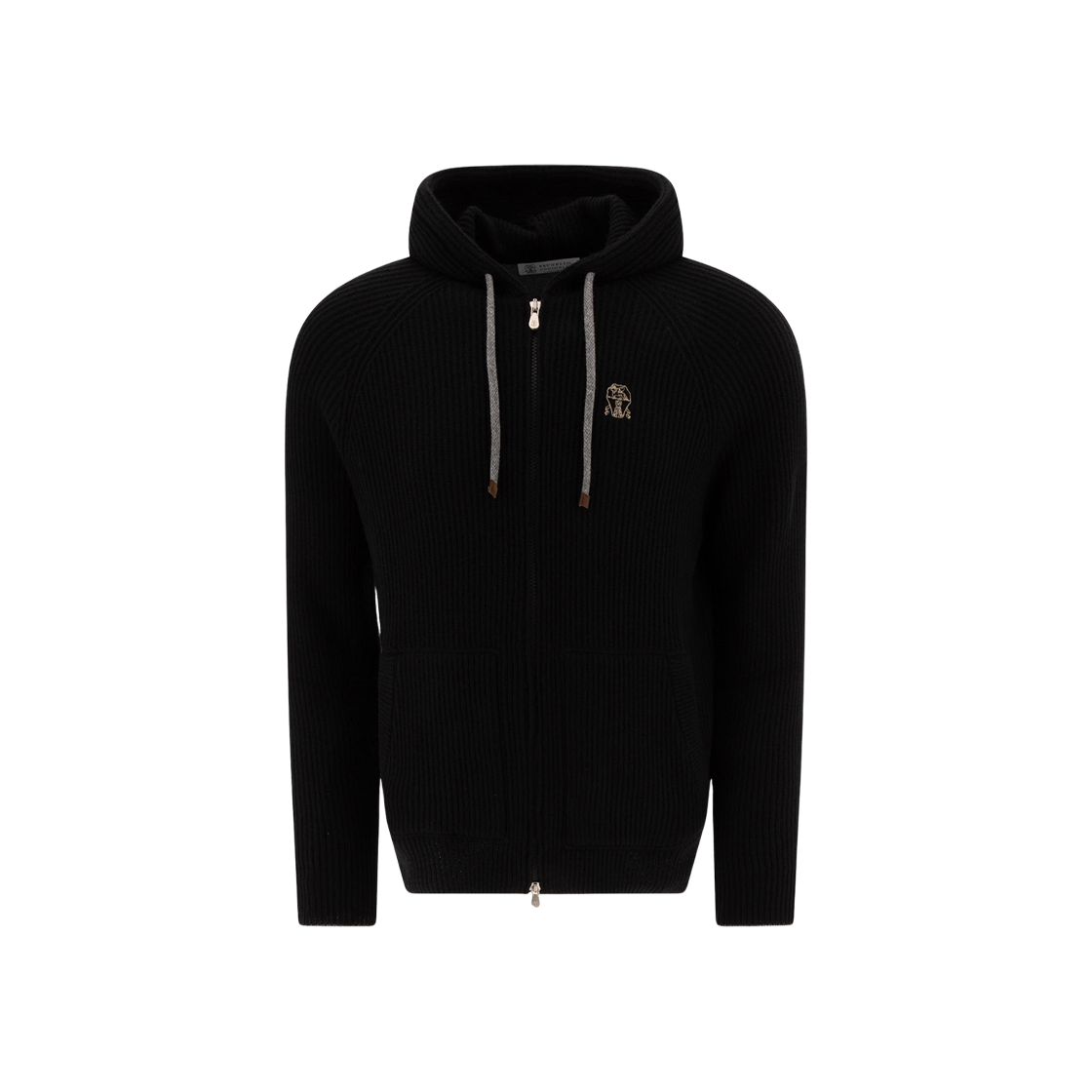 브루넬로 쿠치넬리 집 후드 립드 스웨터 블랙(Brunello Cucinelli Ribbed Sweater with Zip and Hooded Black) - 1