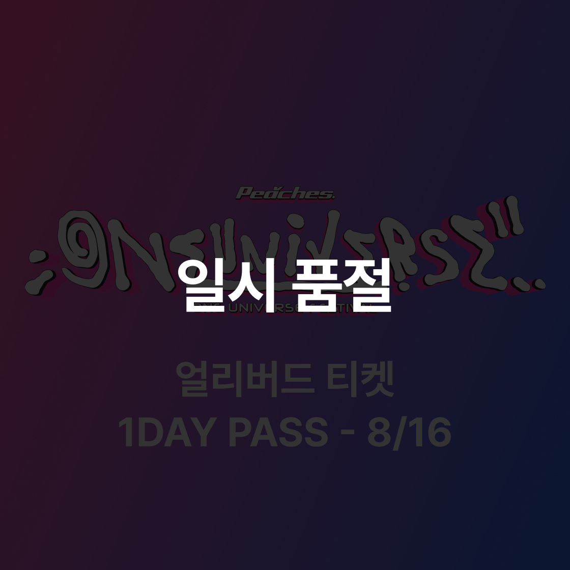 원 유니버스 페스티벌 2025 얼리버드 티켓 (1 DAY PASS - 8/16)(ONE UNIVERSE FESTIVAL 2025 Earlybird Ticket (1 DAY PASS - 8/16))