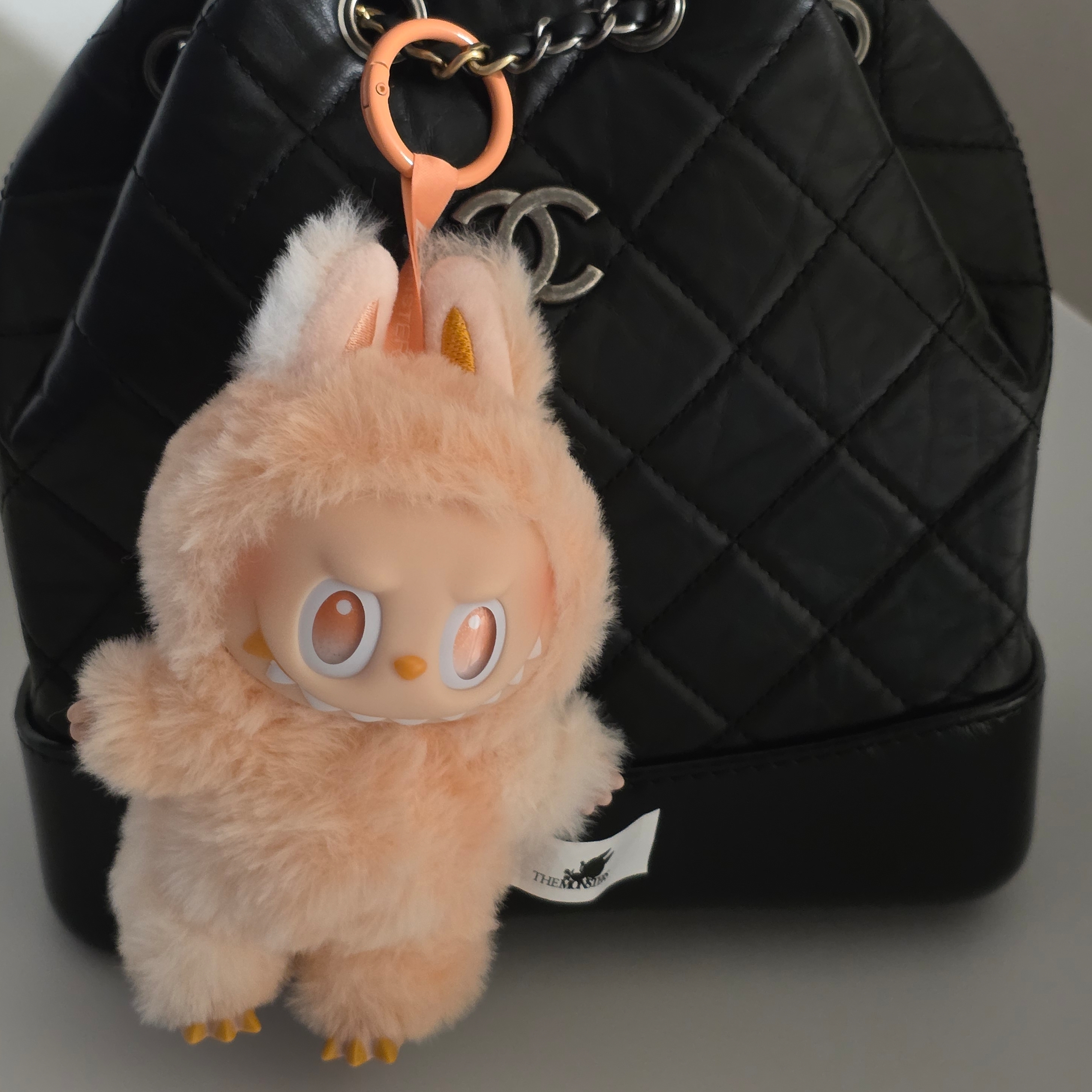 Pop Mart Labubu The Monsters Highlight Series Happiness Keyring (Opened Case), Chanel Small Gabrielle Backpack Aged Calfskin & Gold Silver Black 착용 스타일 - 2