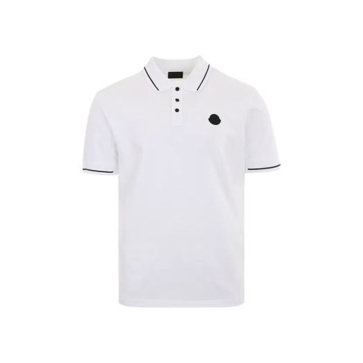 Moncler Logo Patch Cotton Polo Shirt Optical White - 25SS