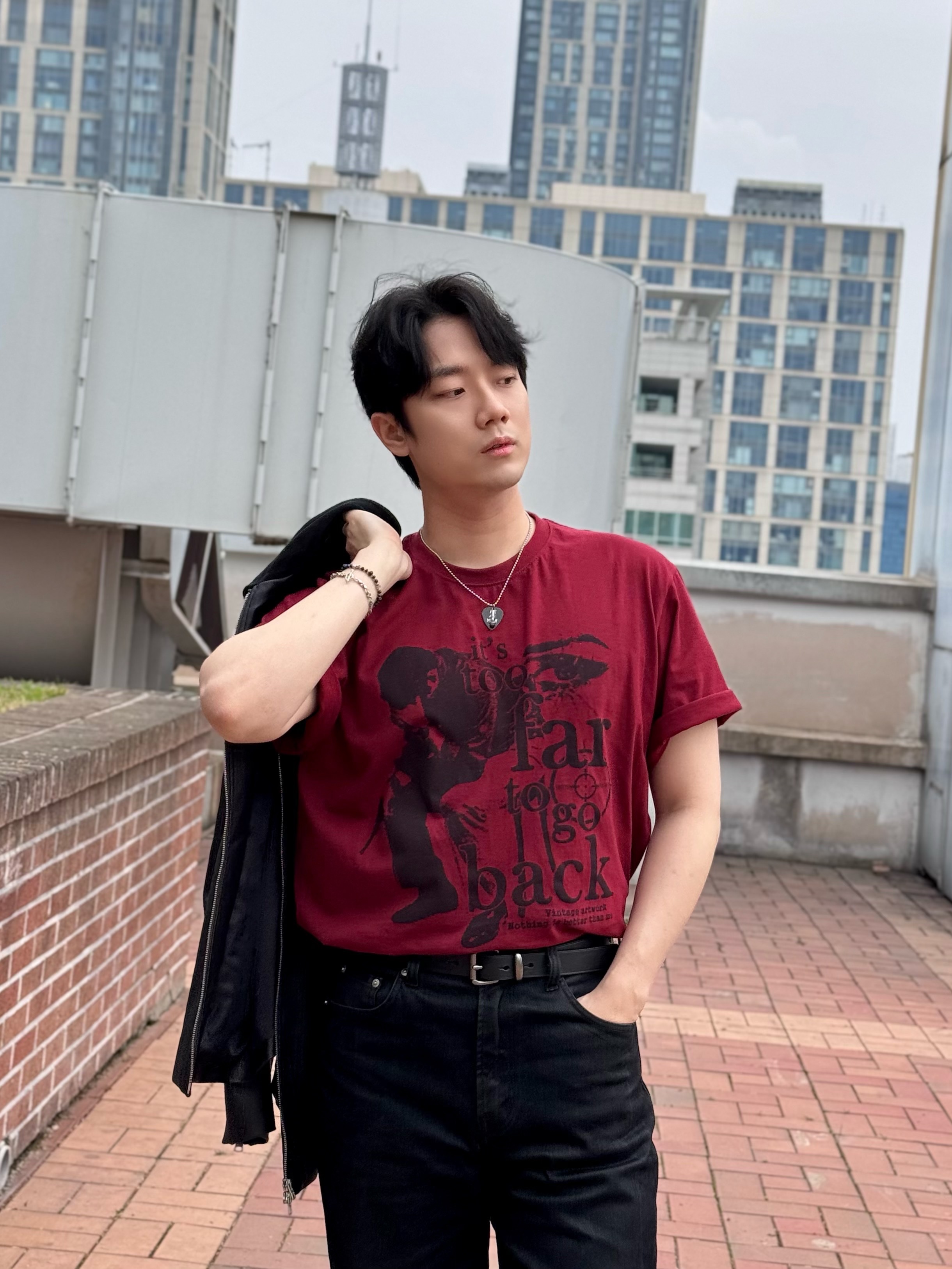 Scudo Signature Link Bracelet Slim, Scudo Garden Karen Beads Bracelet Black 착용 스타일 - 1