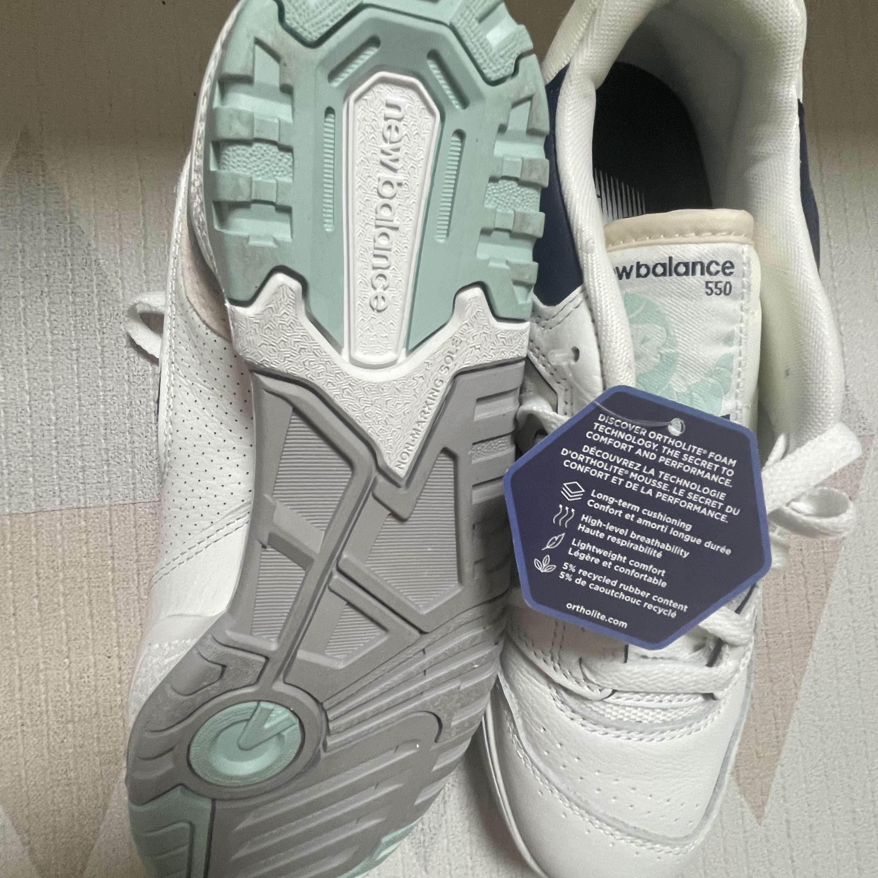 New Balance 550 White Winter Fog - D Standard 착용 스타일
