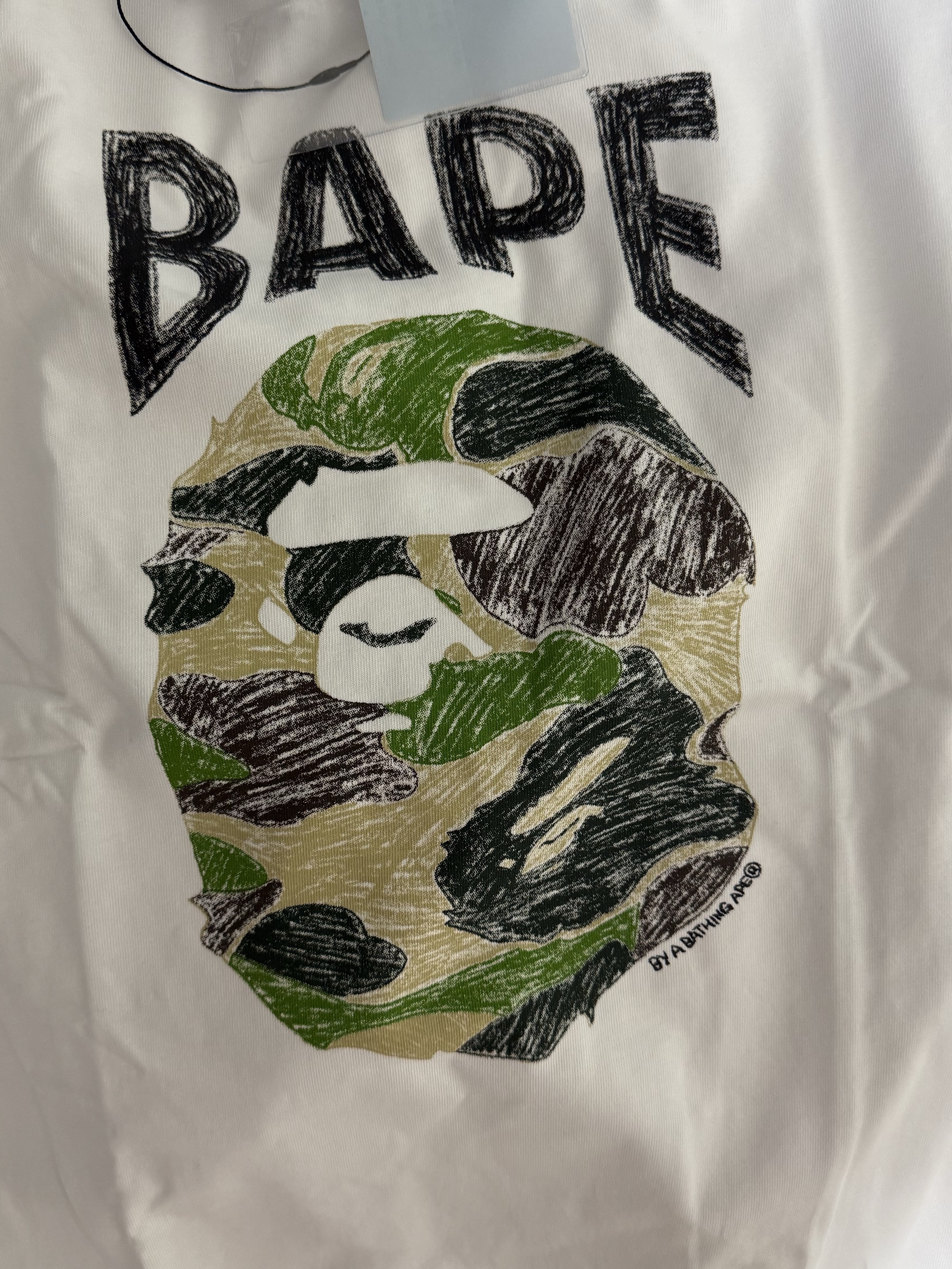BAPE ABC Camo Hand Draw Ape Head Relaxed Fit T-Shirt White 착용 스타일 - 1